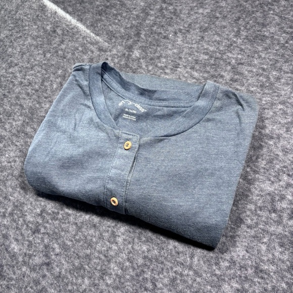 art class Long-Sleeve Henley in Heather Blue with Wood-Tone Buttons - Picture 13 of 15